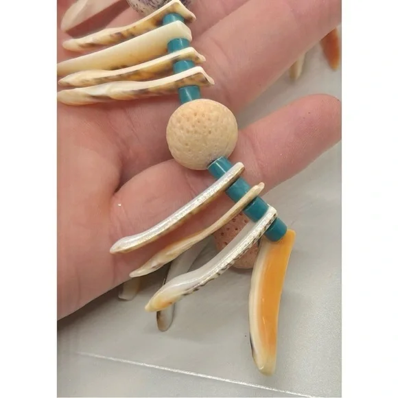 Vintage Turquoise Spiny Shell Bead Native American Heshi Beaded Necklace 23” - Picture 11 of 11